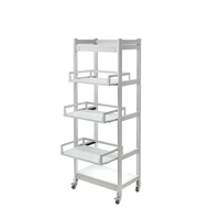 Étagère de cuisine coulissante robuste à 5 niveaux en aluminium, étagère de rangement au sol sur roulettes, organisateur portable pour four à micro-ondes