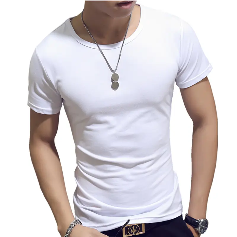 Persönlichkeit Stil T-Shirt Hot Selling Polyester Solid Color Blank O-Ausschnitt T-Shirt Benutzer definierte Logo-Druck Herren T-Shirt