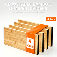 Lot de 4 séparateurs de tiroirs extensibles en bambou, organiseurs de tiroirs, inserts de tiroirs pour cuisine, commode de chambre et salle de bain