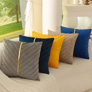 Fodera per cuscino decorativa moderna 3D con foglie in velluto <span class=keywords><strong>45x45</strong></span> cm, patchwork lavorato a maglia per divano - Product Image 3