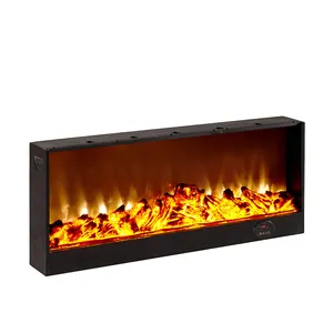 कमरे में रहने वाले सजा वार्मिंग चिमनी लकड़ी Mantel W148cm बिजली डालने Firebox एलईडी ऑप्टिकल कृत्रिम Emulational लौ एल