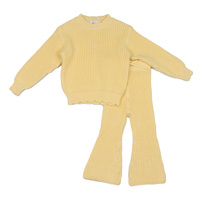 Ensemble pull et pantalon pour bébé, tricoté en coton 100%, surdimensionné, à manches longues, neutre, broderie personnalisée