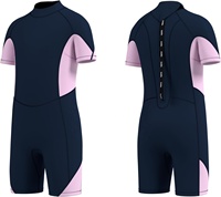 Wetsuit Anak Unisex Divestar 3mm Neoprene Anti Air Lengan Pendek Resleting Belakang untuk Balita Remaja Snorkeling Berenang Musim Panas