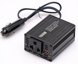 Biến tần xe hợp kim nhôm AC 150 watt với làm mát thông minh, bảo vệ quá tải, sạc nhanh <span class=keywords><strong>USB</strong></span> và sạc nhanh PD - Product Image 1