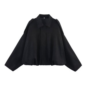 PB & ZA <span class=keywords><strong>donna</strong></span> 2025 primavera nuova moda Chic camoscio <span class=keywords><strong>Bomber</strong></span> con bavero cappotto Vintage manica lunga <span class=keywords><strong>donna</strong></span> capispalla Chic - Product Image 3