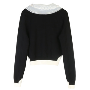 Nuovi 2025 autunno vendita calda cardigan neri maglieria di alta qualità da donna bianco Peter Pan colletto a manica lunga maglioni <span class=keywords><strong>Basic</strong></span> Casual - Product Image 3