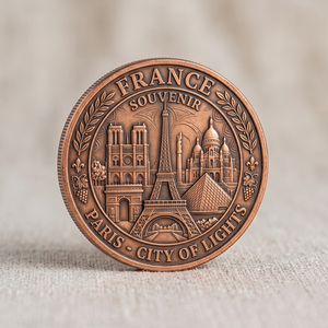 Pièce commémorative en cuivre massif 3D en relief, personnalisée, directement de l'usine, thème France <span class=keywords><strong>Paris</strong></span> Tourisme, pour l'approvisionnement des magasins touristiques - Product Image 1