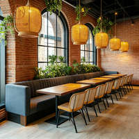 Table et banquette demi-cercle en bois durables pour restaurant, café et salon de thé - Design moderne et luxueux