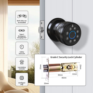 Smart Tuya BLE Fingerprint <strong>Knob</strong> <strong>Door</strong> Lock Smooth Touch <strong>Digital</strong> Code Security Class C Anti-theft <strong>Door</strong> Lock with Key - Product Image 1