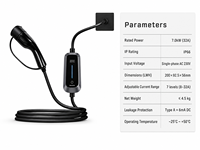 Chargeur de véhicule électrique portable intelligent Smartsafe EEAC7000C-P, contrôlé par application, avec garantie d'un an, pour une utilisation à domicile et en déplacement