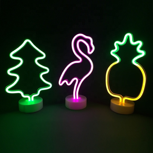 Holiday Lights TOPREX LED Neon Moon Pineapple Tree Unicorn Angel Shape ABS Material Battery Bedroom Use Multicolored Lights