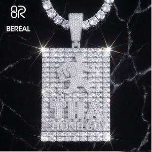 Hip Hop Style Moissanite Diamond Custom Logo Pendant New Design 925 <b>Silver</b> Letters Iced Out Pendant Fine Jewelry - Product Image 2