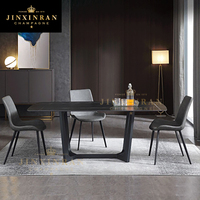 Table à manger au design moderne 6 places avec plateau en céramique Base en fer Plateau en céramique naturelle Table à manger ronde à coins arrondis