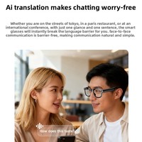 Occhiali Intelligenti AI per Traduzione, Fotocamera, Registrazione Vocale, Controllo Touch, Chat, Chiamate e Ascolto