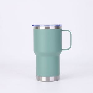 Taza de café de acero inoxidable de doble pared de 20oz/30oz, a prueba de fugas, con aislamiento al vacío, asa metálica y tapa con pajita para viaje - Product Image 2
