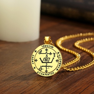 Colgante de San Miguel con Sello de Doble Cara Chapado en Oro de 18K al por Mayor, Talismán de Protección Oculta para Brujería y Espiritualidad - Product Image 4