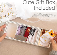 Chaussettes courtes unisexes mignonnes et drôles d'animaux de dessins animés en coton peigné pour bébé et nouveau-né de 0 à 6 mois