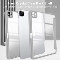 Coque arrière transparente en PC avec bord en TPU pour iPad Pro 11 avec emplacement pour stylet et protection antichoc