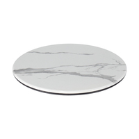 Table à manger ronde à motif marbré imprimée en 3D, base de table en fer, utilisée dans les hôtels et les cafés.