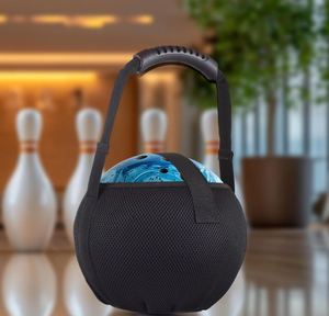 <b>Bowling</b> Mesh Bag, Single <b>Bowling</b> Ball Carrier with Reinforced PVC Handle, Black, 8.3" L X 8.3" W X 6" H - Product Image 4