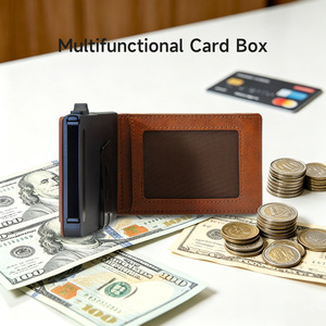 Porte-cartes intelligent en métal anti-RFID Casekey, portefeuille pop-up en cuir véritable de qualité supérieure avec fermeture magnétique et poche à monnaie - Product Image 5
