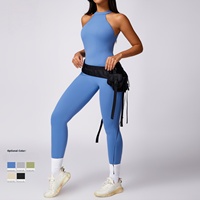 Combinaison de sport personnalisée pour femme, douce, légère, compressive, dos ouvert, dos froncé, pour le fitness, le yoga, les sports et l'entraînement