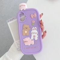 Coques de téléphone portables antichoc en silicone 3D mignonnes et populaires de l'usine BAILI, motif lapin et ours, pour Samsung/Redmi/Honor