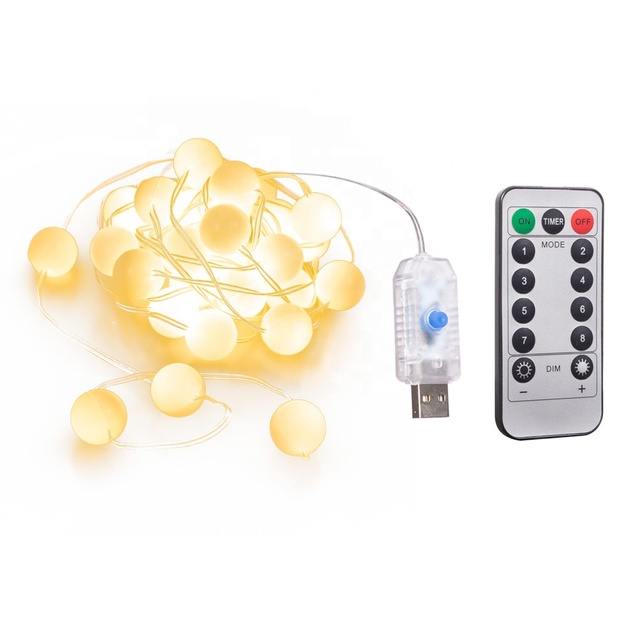3M 5M Battery/USB Operated Christmas Tree Fairy Light Warm White Mini LED Globe Ball Star Shape String Lights for Holiday Home