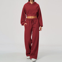 Ensemble de sweats à capuche courts unis à fermeture éclair intégrale, vierges pour sublimation, décontractés, en polyester et coton, vente en gros
