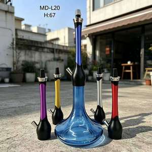 MD-L20 Aluminum Alloy <b>Hookah</b> Set Modern Shisha <b>Pipe</b> With Glass Base 67 cm Travel Bar Use - Product Image 4