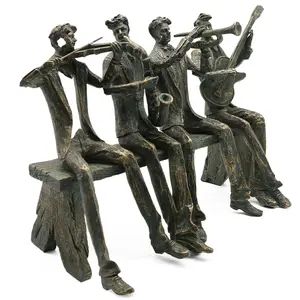 Estatua vintage personalizada estatua musical de resina escultura de banda sentada para cuatro personas