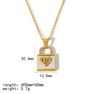 Collar con colgante de acero inoxidable chapado en oro de 18 quilates con diseño de luna y corazón, regalo de joyería para mujer, accesorio de moda. - Product Image 4