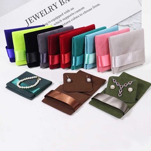 Luxury Custom Logo Multi Color Velvet Suede Jewelry Envelope Bag Satin <b>Ribbon</b> Closure Ring Storage Pouch <b>Wedding</b> Favor Gift Bags - Product Image 1