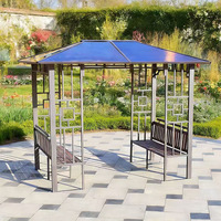 Nouvelle conception de pavillon moderne en métal pour l'extérieur, tente de jardin imperméable en métal galvanisé avec table et ensemble de meubles de jardin