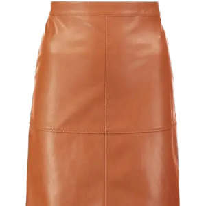 Falda Midi Plisada de Cintura Alta, Elegante y Ajustada, para Mujer, Otoño-Invierno, de Cuero Genuino de la Mejor Calidad - Product Image 1