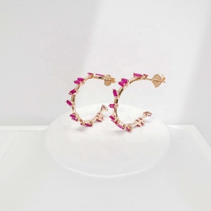 Precio de fábrica, pendientes de plata de ley 925, estilo coreano occidental, con circonita, chapados en oro, coloridos, para chicas y profesoras. - Product Image 2