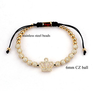 Bracciale Macramè con Charm Corona e Perline in Zirconia Cubica di Alta Qualità, Nuovo Design, <span class=keywords><strong>Gioielli</strong></span> per Uomo e Donna - Product Image 2