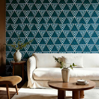 Film Dinding PVC Tempel dan Lepas Pola Geometris Tahan Air Wallpaper Perekat Diri untuk Dekorasi dan Renovasi Rumah