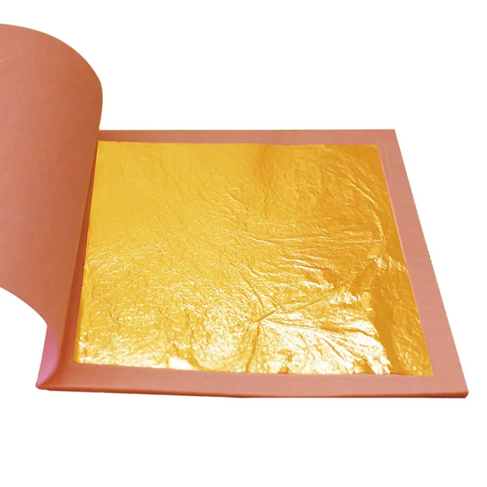 スキンケアフェイシャルマスク食品装飾用8 * 8cm24K食用金箔ブックレットパッキング99% 金箔リーフシート