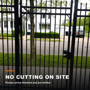 Black Powder Coated Steel Picket Gate Perimeter Security Entrance Anti-Corrosion for Property and Landscape Projects - Product Image 3