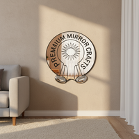 Miroir décoratif rond style Chrome Hearts avec lettrage gothique et emblème floral |   Miroir mural tendance