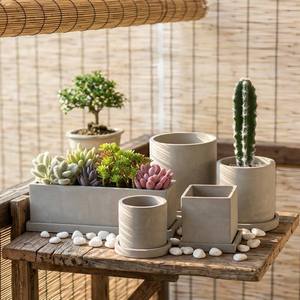 Pot de fleur <span class=keywords><strong>rectangulaire</strong></span> pour plantes vertes, Pot à ciment, décoration de jardin, maison et jardin, 3 tailles, moderne - Product Image 1