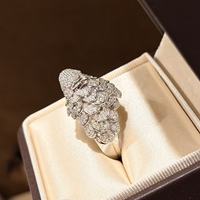 Bague de fiançailles de luxe personnalisée en argent sterling 925 avec micro-pavés de zircon cubique, bague perroquet