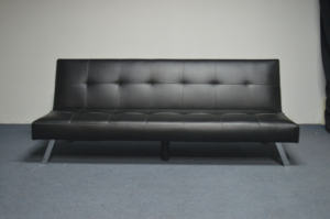 Divano <span class=keywords><strong>Classico</strong></span> in Vera Pelle Sintetica Nera, Divano Letto per <span class=keywords><strong>Soggiorno</strong></span> e Camera da Letto - Product Image 3