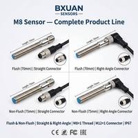 Sensor de Proximidad Inductivo M8, Conector M12, Detección de 2 mm, NPN PNP, 10-30 V, 2 kHz, IP67, Automatización Industrial