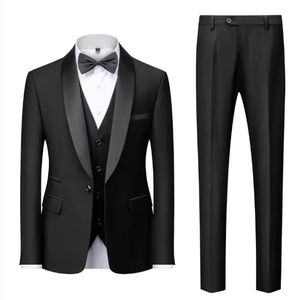Traje de Novio de Tres Piezas <span class=keywords><strong>para</strong></span> <span class=keywords><strong>Hombre</strong></span>, Cuello en V, Cierre de Botón, Corte Entallado, Color Rojo <span class=keywords><strong>Vino</strong></span>, <span class=keywords><strong>para</strong></span> Padrino de Boda - Product Image 1