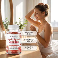 Gummies de collagène hydrolysé Ausreson OEM, supplément vitaminique biologique à marque privée, gummies de collagène pour le blanchiment de la peau