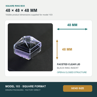 Transparente Acryl-Ringbox 48x48x48mm Facettierte Schmuck-Geschenkbox Großhandel für Verlobungsringe Ladenausstattung