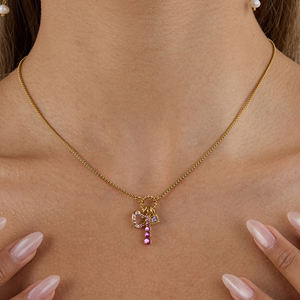 Collier pendentif avec breloques en zircon rose en forme de cœur creux romantique J&<span class=keywords><strong>D</strong></span>, 3 en 1 - Product Image 3