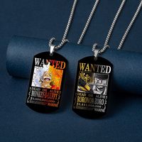 39 Design Haute Qualité Anime Monkey D. Luffy Roronoa Collier Pendentif Plaque d'identité en Acier Inoxydable Motif Wanted Artisanat Métallique